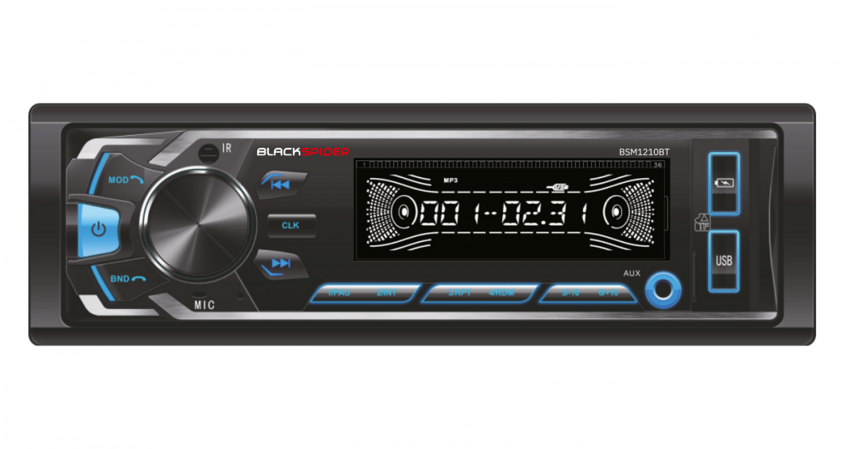 Black Spider Single Din Radio / USB / BT / mediaplayer, Car sound, Car audio